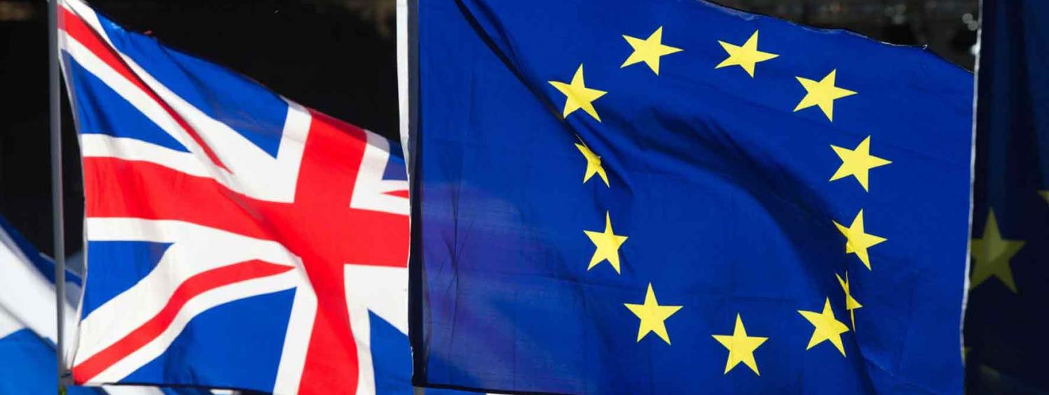 An image of the UK flag and the EU flag