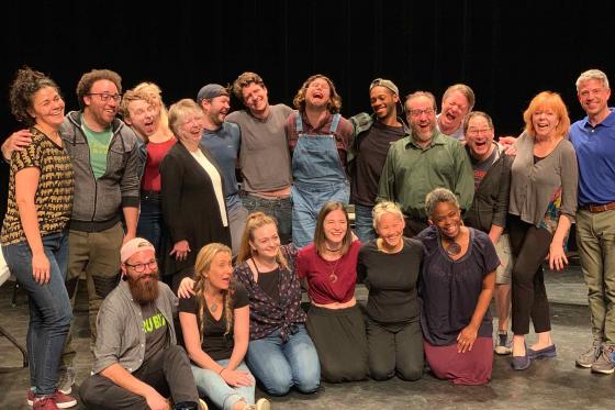 A group photo of everyone involved in the Music Man workshop 